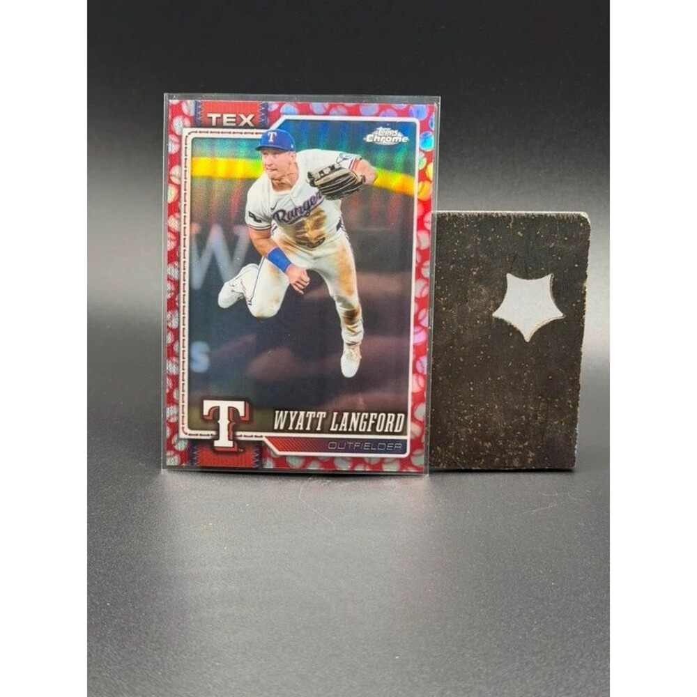 2026 Topps Chrome Wyatt Langford Red baseball Refractor #213 Texas Rangers SP